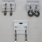 3 Pair Hematite Beaded Dangle Pierced Earrings Vintage Jewelry 1980s