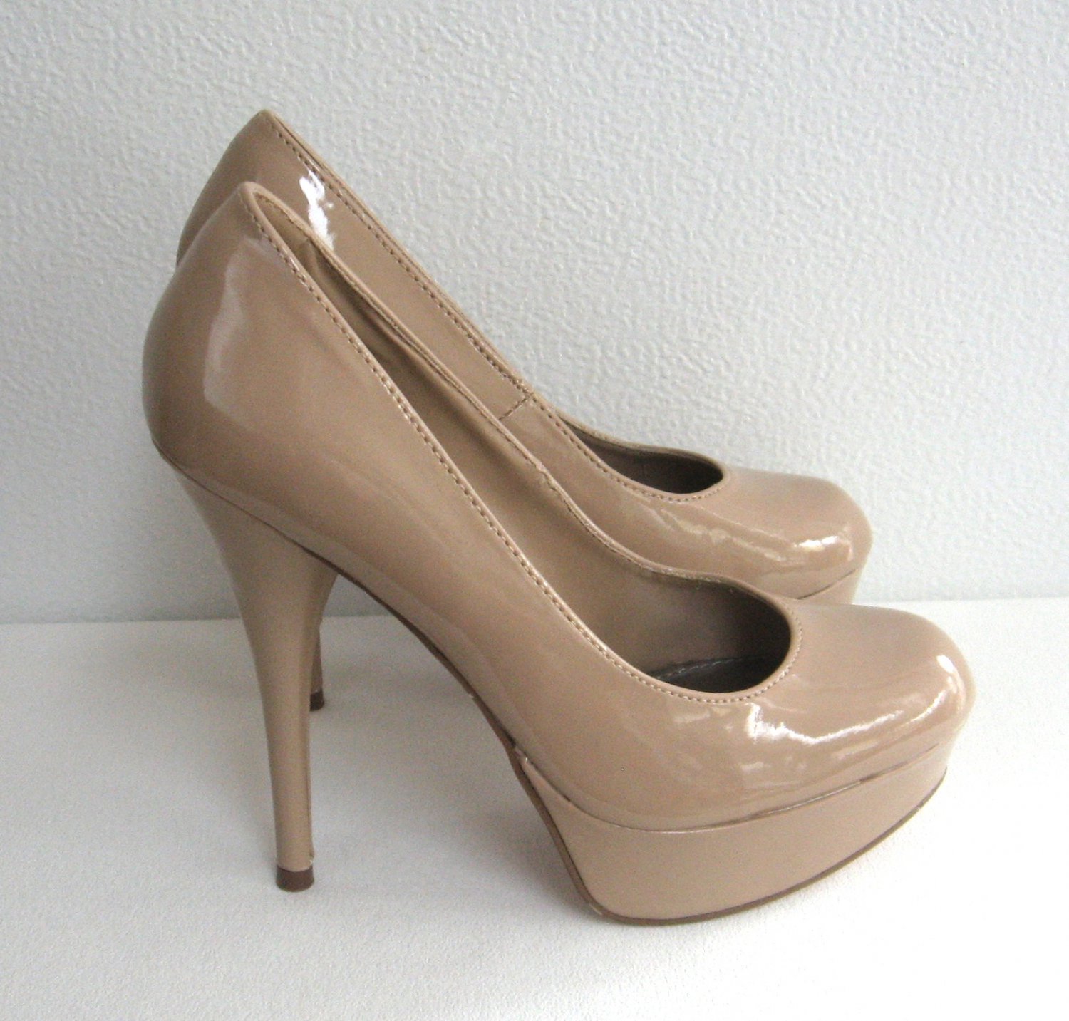 Tan Patent Leather Stiletto Pumps High Heels By Brash Size 7 1/2W