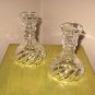 2 Pc. Set Crystal Glass Candle Holders Vintage 1980s