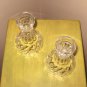 2 Pc. Set Crystal Glass Candle Holders Vintage 1980s