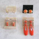 4 Pair Orange Retro Pierced Earrings Sears Vintage Jewelry 1970's 4 Pair Orange Retro Pierced Earrings Sears Vintage Jewelry 1970's