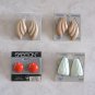 4 Pair Pierced Earrings Orange Button Designer Sasson Vintage Jewelry 1980s