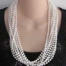 Multiple 8 Strand White Beaded Necklace Hong Kong Retro Chunky Vintage Jewelry 1950s Multiple 8 Strand White Beaded Necklace Hong Kong Retro Chunky Vintage Jewelry 1950s