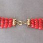 Multiple 5 Strand Red Beaded Necklace Retro Vintage Jewelry 1950s