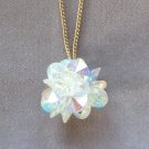 Crystal Aurora Borealis Cluster Saucer Beaded Pendant Necklace Vintage 1960s Jewelry Crystal Aurora Borealis Cluster Saucer Beaded Pendant Necklace Vintage 1960s Jewelry