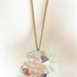 Crystal Aurora Borealis Cluster Saucer Beaded Pendant Necklace Vintage 1960s Jewelry