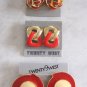 3 Pair Red & Gold Pierced Earrings Designer Quality Twenty West Vintage Jewelry 1980s Chunky Large