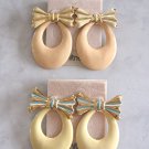 2 Pair Large Chunky Bow Hoop Pierced Earrings Yellow Peach Blue Designer Whitney's Vintage 1980s 2 Pair Large Chunky Bow Hoop Pierced Earrings Yellow Peach Blue Designer Whitney's Vintage 1980s