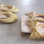 2 Pair Large Chunky Bow Hoop Pierced Earrings Yellow Peach Blue Designer Whitney's Vintage 1980s