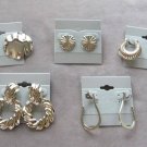 5 Pair Silver Hoop Pierced Earrings Vintage Jewelry 1970s
