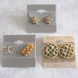 4 Pair Flowers Hoops Yellow Blue Pierced Earrings Sears Vintage Jewelry 1970s