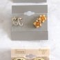 4 Pair Flowers Hoops Yellow Blue Pierced Earrings Sears Vintage Jewelry 1970s