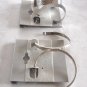 2 Pair Large Silver Hoop Pierced Earrings Hammered Design Vintage Jewelry 1970s