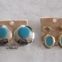 2 Pair Turquoise Color Pierced Earrings Designer Pakula Vintage Jewelry 1980s