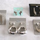 5 Pair Silver Hoop Pierced Earrings Various Styles Vintage Jewelry 1970's