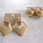 2 Pair Large Gold Pierced Earrings Designer Pakula Retro Vintage Jewelry 1980's