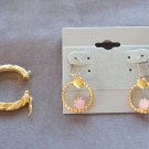 Pink Opalescent Stone Hoop Pierced Earrings & Jewelry Clip Vintage 1970s Pink Opalescent Stone Hoop Pierced Earrings & Jewelry Clip Vintage 1970s
