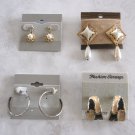 4 Pair Dangle Pearl Pierced Earrings Silver Hoop Vintage Jewelry 1970s 4 Pair Dangle Pearl Pierced Earrings Silver Hoop Vintage Jewelry 1970s