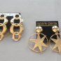 2 Pair Chunky Large Star Hoop Pierced Earrings 1980's Vintage Jewelry Montgomery Ward