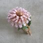 Three Layered Pink Flower Enamel Brooch Pin Vintage 1970s Jewelry