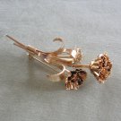 Gold Long Stem Triple Open Flower Brooch Pin Vintage 1970s Jewelry Gold Long Stem Triple Open Flower Brooch Pin Vintage 1970s Jewelry