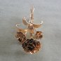 Gold Long Stem Triple Open Flower Brooch Pin Vintage 1970s Jewelry