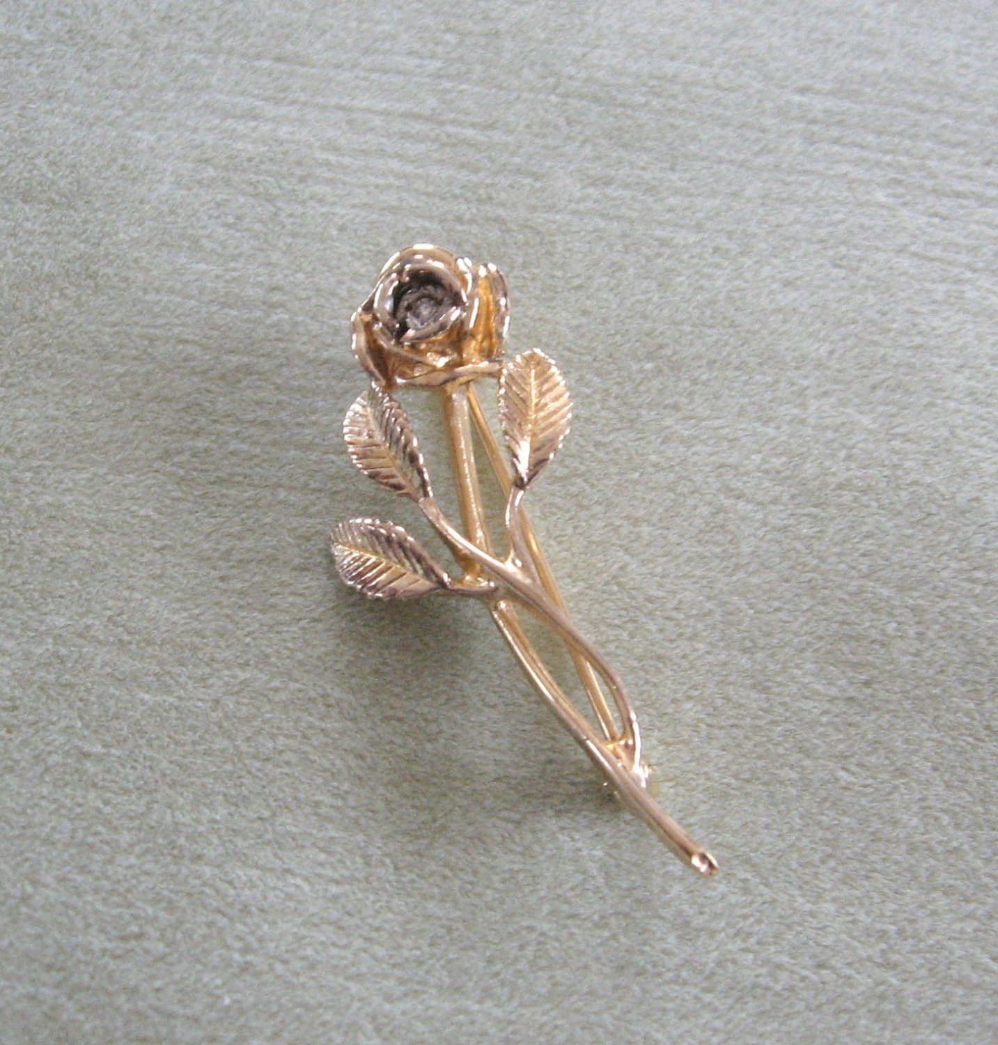 Avon Genuine Diamond Anniversary Rose Brooch Pin Gold And Sterling