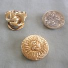 3 Gold Hinged Scarf Clips 1970s Vintage Jewelry