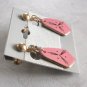 Pink and Gold Dangle Screw Back Earrings Vintage Jewelry 1950s