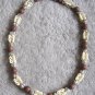Shabby Chic Beaded Necklace Chunky Style Brown Silver ivory Vintage 1960s Jewelry