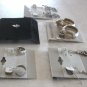Silver Bangle Bracelet 4 Pair Pierced Earrings Rhinestone Pin Designer Monet 6 Pieces Vintage 1980s