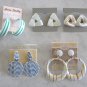 White Beaded Necklace & 5 Pair Pierced Earrings Mixed Jewelry 6 Pieces Sears Vintage 1970s
