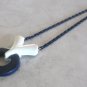 Blue Enamel Pendant Necklace & 5 Pair Pierced Earrings 6 Pieces Designer Sears Vintage 1980s