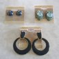 Blue Enamel Pendant Necklace & 5 Pair Pierced Earrings 6 Pieces Designer Sears Vintage 1980s