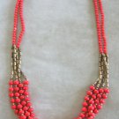 Red Multiple Strand Beaded Necklace 2 Pair Pierced Earrings 3 Pieces Vintage Jewelry