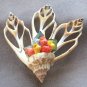 Old Unique Hand Crafted Shell Bouquet Brooch Pin and Matching Earrings Vintage Set 1950s Jewelry