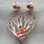 Old Unique Hand Crafted Shell Bouquet Brooch Pin and Matching Earrings Vintage Set 1950s Jewelry