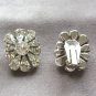 Large Pear Cut Rhinestone Clip On Earrings Retro Sparkle Glitzy 1950's Vintage Jewelry