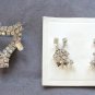 Glitzy Sparkly Stone Brooch Pin & Clip On Earrings Retro Jewelry Set Vintage 1960s