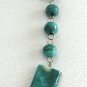Large Green Stone Jade Bezel Pendant Necklace Hand Crafted Vintage Jewelry