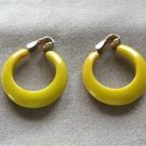 Bakelite Yellow Green Hoop Clip On Earrings Retro Vintage 1950's Bakelite Yellow Green Hoop Clip On Earrings Retro Vintage 1950's