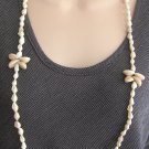 Natural Shell Ring Top Cowrie Long 38" Beaded Necklace Hand Crafted Vintage 1970s Natural Shell Ring Top Cowrie Long 38" Beaded Necklace Hand Crafted Vintage 1970s