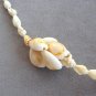 Natural Shell Ring Top Cowrie 34" Beaded Necklace Hand Crafted Vintage 1970s