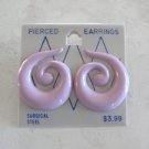 Purple Enamel Snake Pierced Earrings Vintage Jewelry 1980s