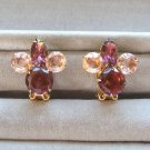 Purple And Pink Stone Clip On Earrings Vintage Jewelry 1950s