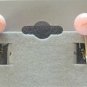 Pink Agate Stone Quartz Round Stud Clip On Earrings Vintage 1950's Jewelry