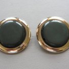 Chunky Large Green Cabochon Clip On Earrings 1950's Vintage Jewelry Chunky Large Green Cabochon Clip On Earrings 1950's Vintage Jewelry