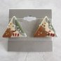 Triangle Colorful Hand Painted Pierced Earrings Vintage Jewelry 1980s
