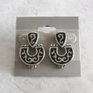 Silver And Black Hinged Pierced Earrings Designer D Vintage Jewelry 1980s Silver And Black Hinged Pierced Earrings Designer D Vintage Jewelry 1980s