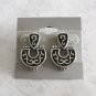 Silver And Black Hinged Pierced Earrings Designer D Vintage Jewelry 1980s